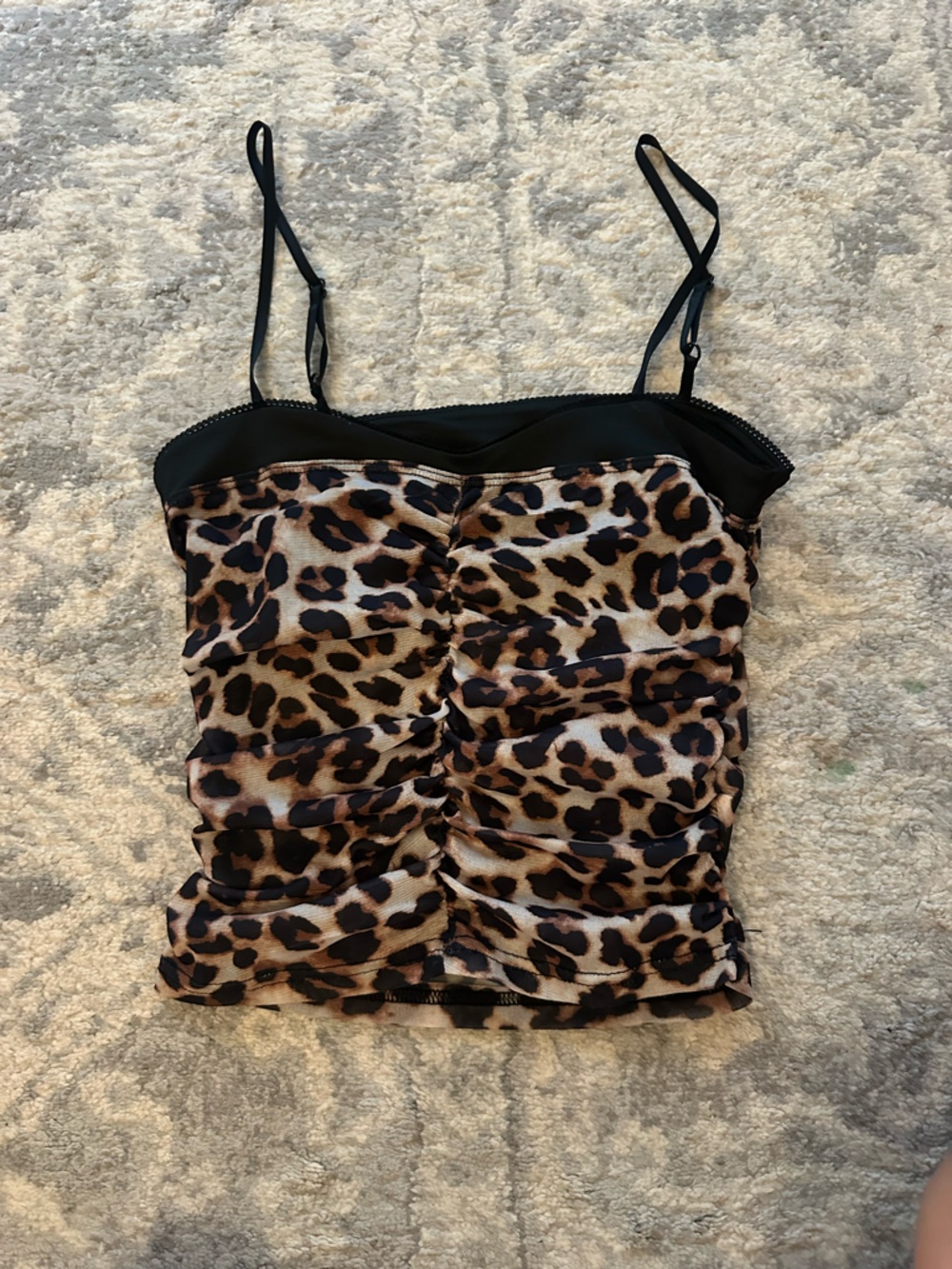 Leopard Print Ruched Cami Top - Brown & Black fits small/xs